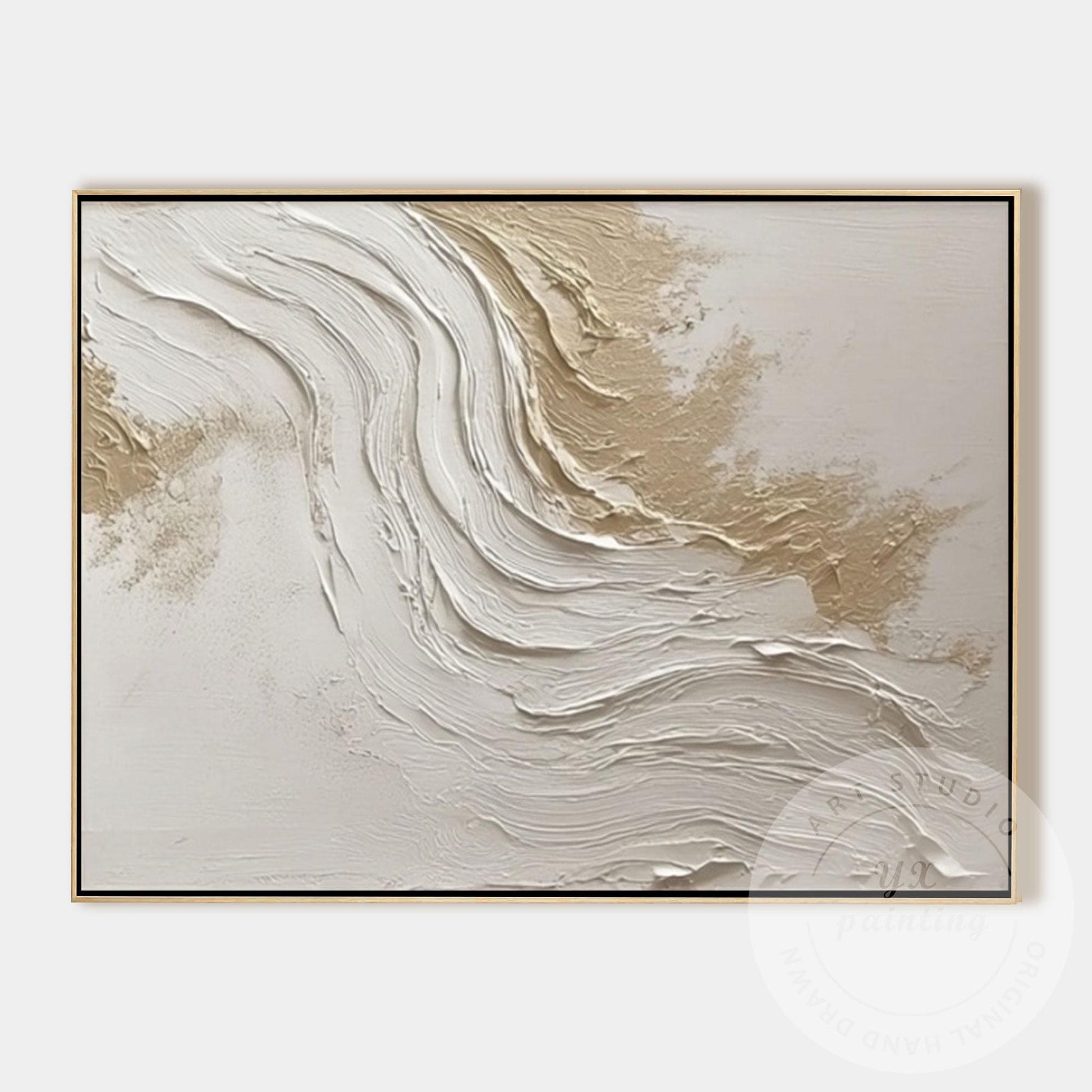 Neutral Beige Textured Wall Art, Large Modern Organic Canvas Painting, Minimalis #7