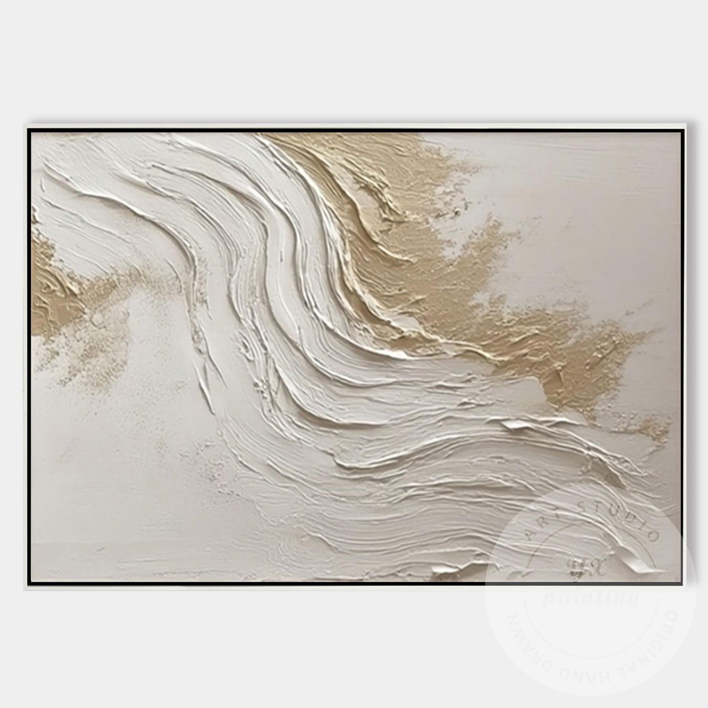 Neutral Beige Textured Wall Art, Large Modern Organic Canvas Painting, Minimalis #8