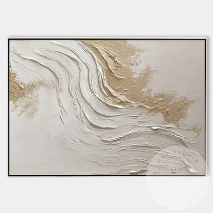 Neutral Beige Textured Wall Art, Large Modern Organic Canvas Painting, Minimalis #8