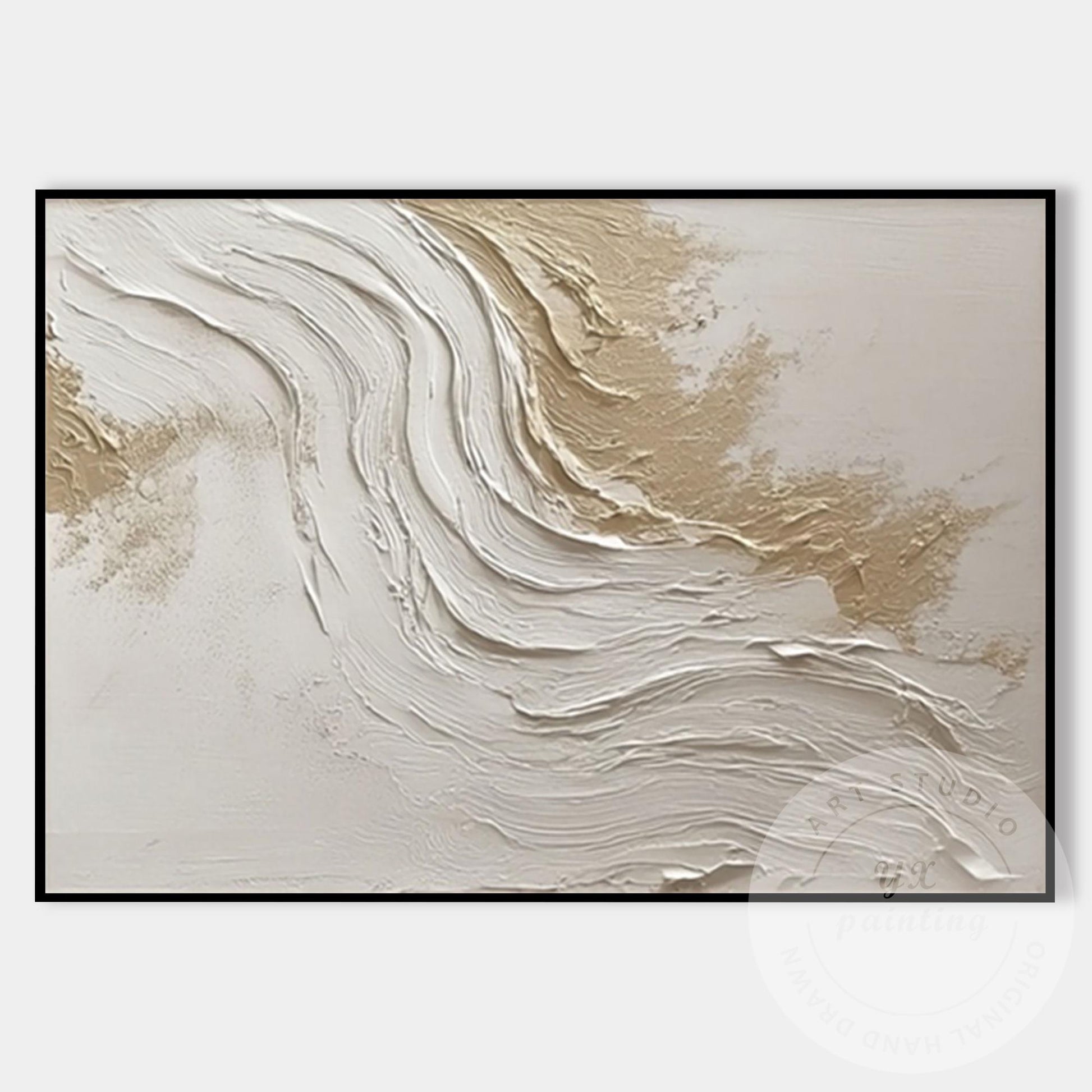Neutral Beige Textured Wall Art, Large Modern Organic Canvas Painting, Minimalis #9