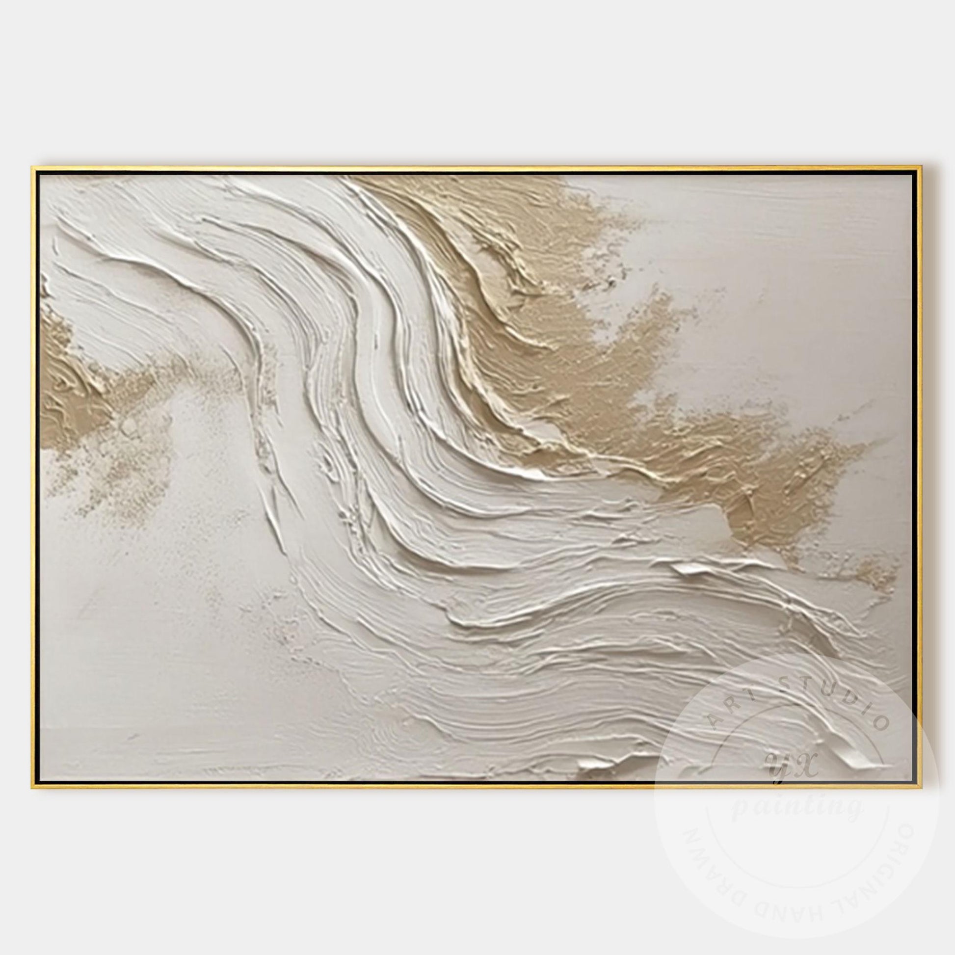 Neutral Beige Textured Wall Art, Large Modern Organic Canvas Painting, Minimalis #10