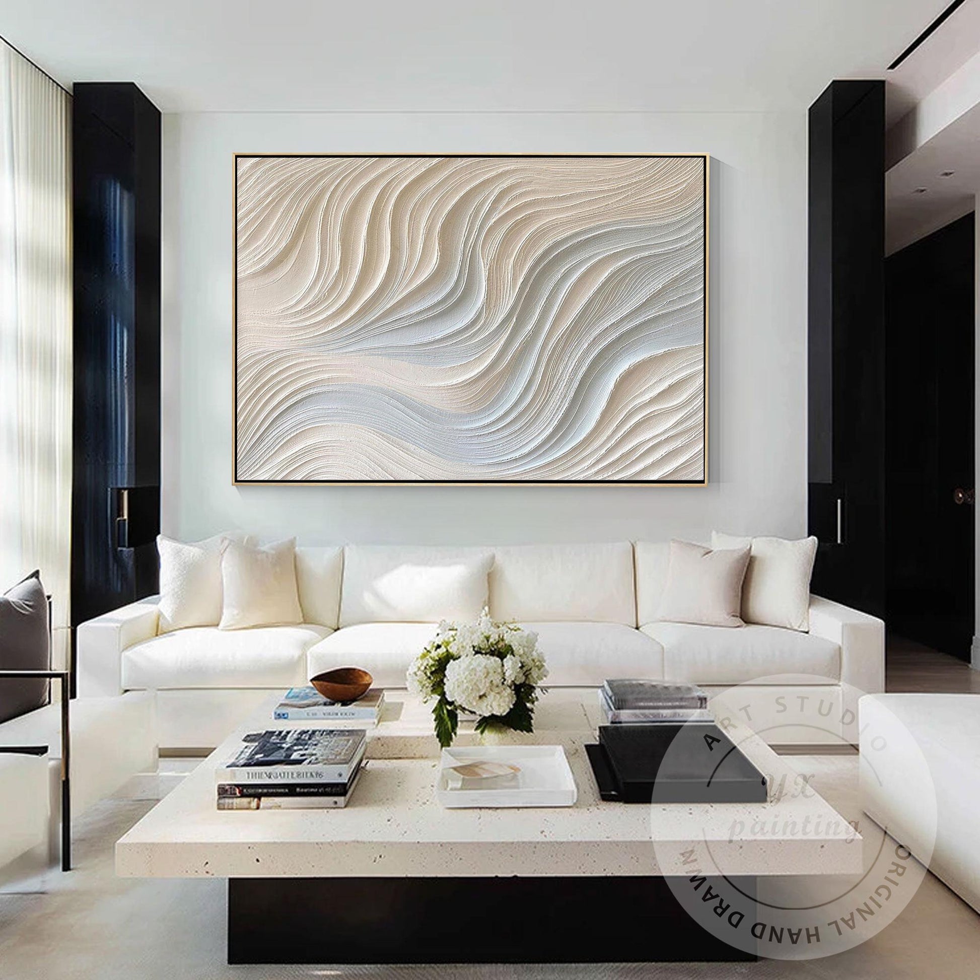 Neutral Beige Textured Wall Art, Large Wabi Sabi Abstract Canvas Painting, Moder #2