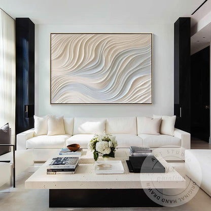Neutral Beige Textured Wall Art, Large Wabi Sabi Abstract Canvas Painting, Moder #2
