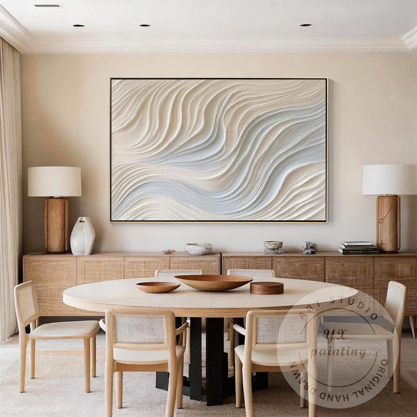 Neutral Beige Textured Wall Art, Large Wabi Sabi Abstract Canvas Painting, Moder #4