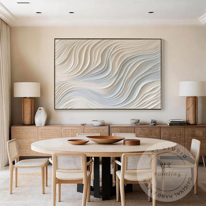 Neutral Beige Textured Wall Art, Large Wabi Sabi Abstract Canvas Painting, Moder #4