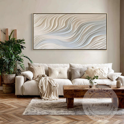 Neutral Beige Textured Wall Art, Large Wabi Sabi Abstract Canvas Painting, Moder #5