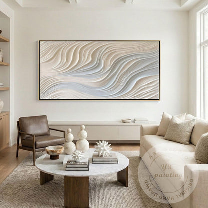 Neutral Beige Textured Wall Art, Large Wabi Sabi Abstract Canvas Painting, Moder #1