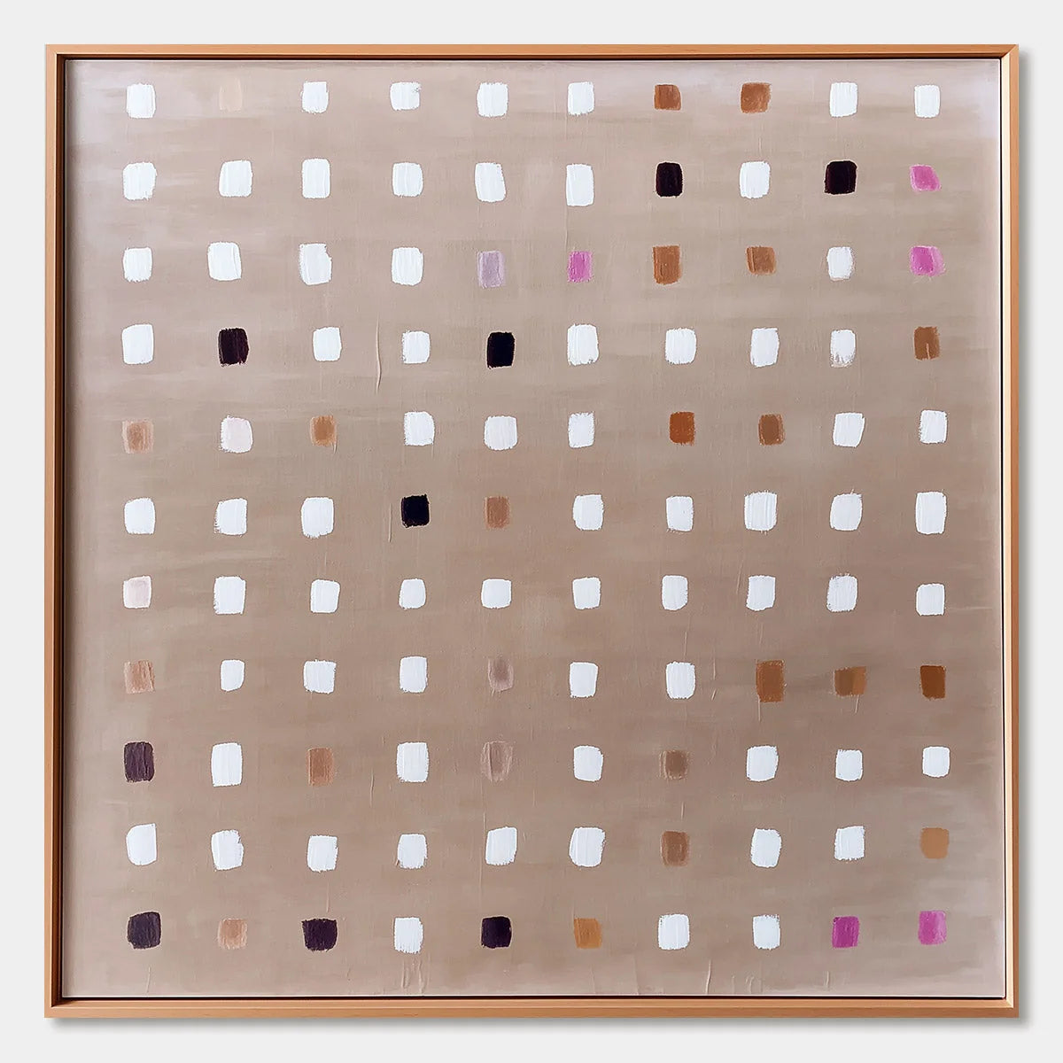 NEUTRAL HARMONY: Minimalist Abstract Grid Oil Painting | hanging in living room, Minimalist wall art