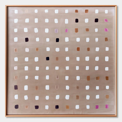 NEUTRAL HARMONY: Minimalist Abstract Grid Oil Painting | hanging in living room, Minimalist wall art