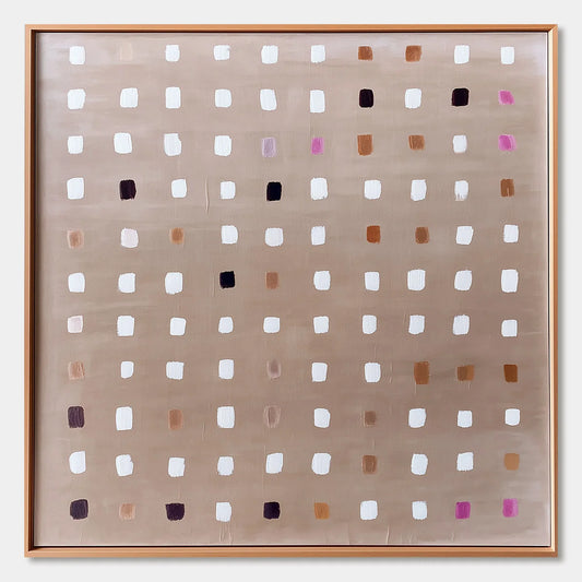 NEUTRAL HARMONY: Minimalist Abstract Grid Oil Painting | hanging in living room, Minimalist wall art