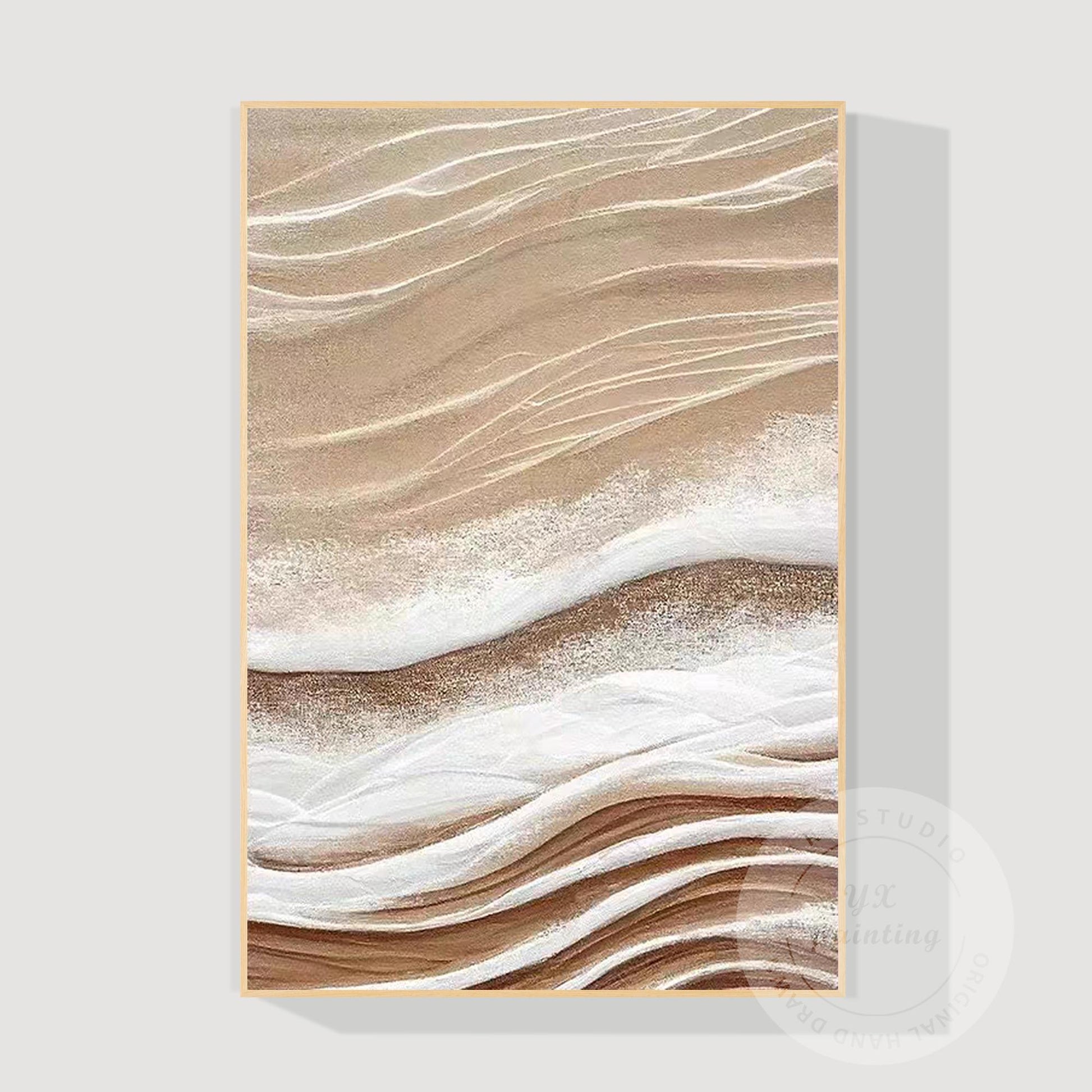 Neutral Textured Abstract Canvas Art, 3D Beige Modern Wall Art, Contemporary Min #11