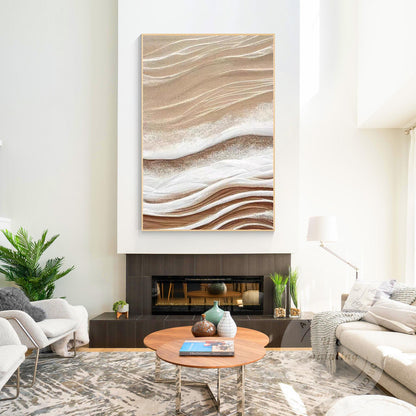 Neutral Textured Abstract Canvas Art, 3D Beige Modern Wall Art, Contemporary Min #5