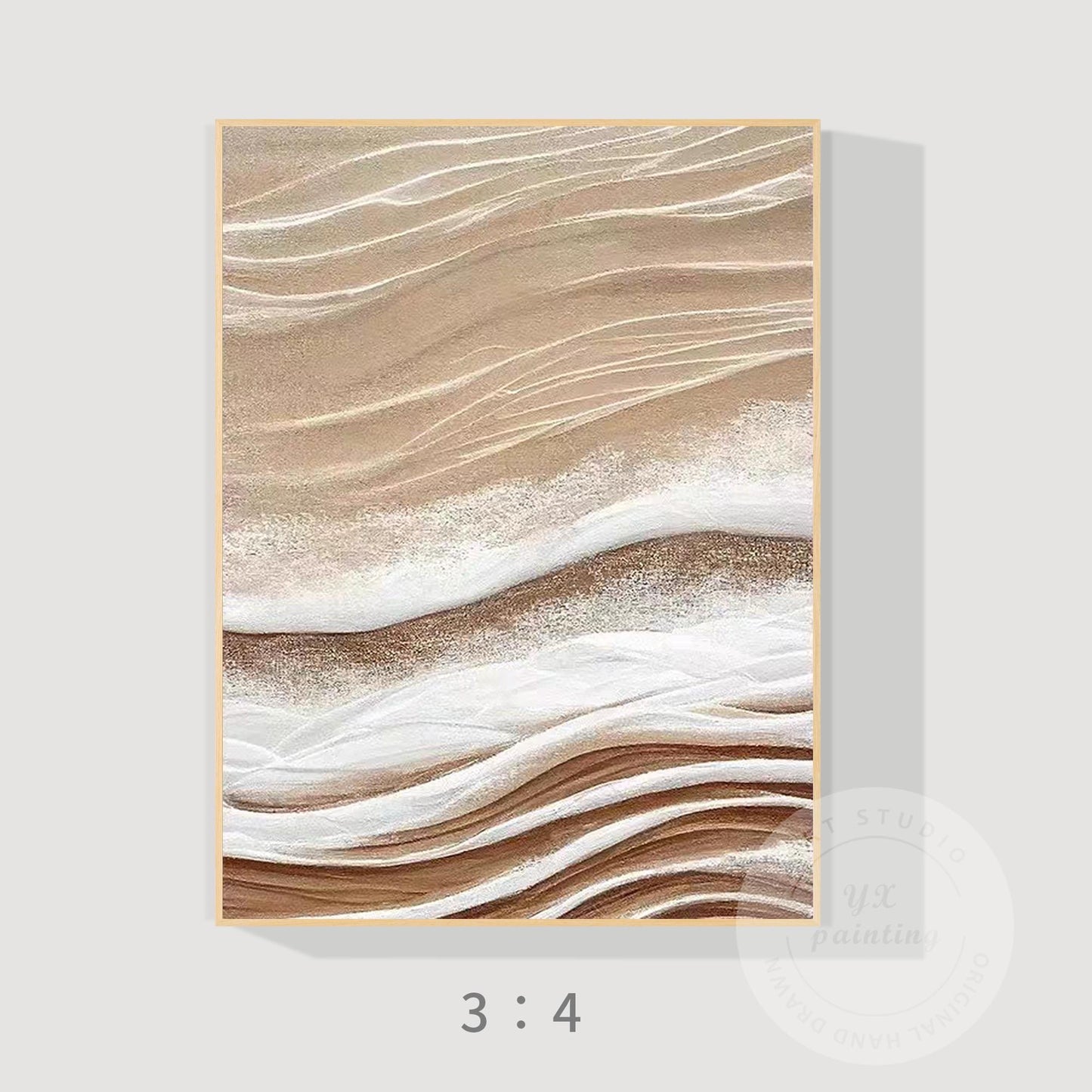 Neutral Textured Abstract Canvas Art, 3D Beige Modern Wall Art, Contemporary Min #8