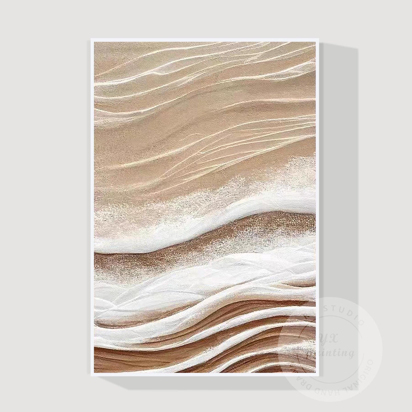Neutral Textured Abstract Canvas Art, 3D Beige Modern Wall Art, Contemporary Min #9