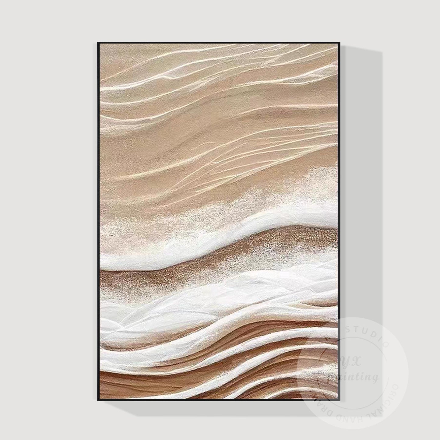 Neutral Textured Abstract Canvas Art, 3D Beige Modern Wall Art, Contemporary Min #10