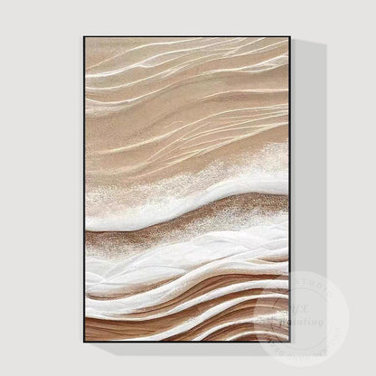 Neutral Textured Abstract Canvas Art, 3D Beige Modern Wall Art, Contemporary Min #10