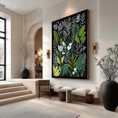 NOCTURNAL GARDEN: Modern Graphic Botanical Illustration Art | Abstract mood, soft natural light studio shot