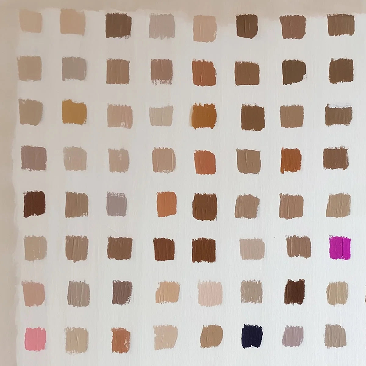 NUANCE: Minimalist Abstract Color Block Oil Painting | black frame version on white wall