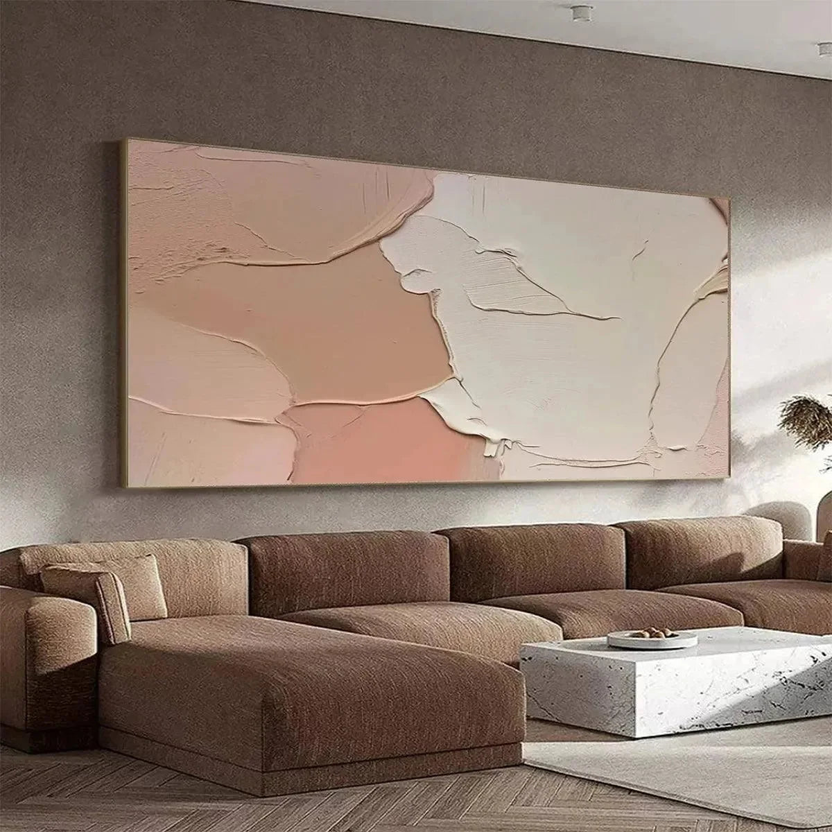NUDE ABSTRACT: Textured Abstract Painting in Neutral Tones | rolled canvas, ready for custom framing