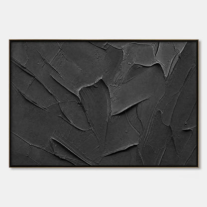 OBSIDIAN: Textured Minimalist Impasto Painting in Deep Black | hanging in living room, Minimalist wall art