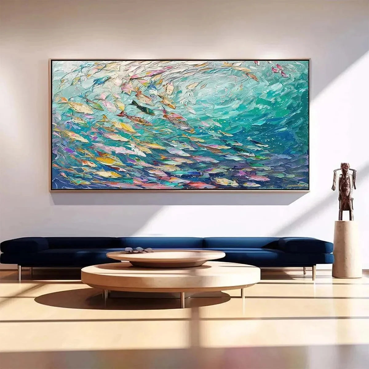 OCEAN CURRENTS: Textured Abstract Seascape Painting in Blues and Greens | Abstract closeup, raised brushwork detail