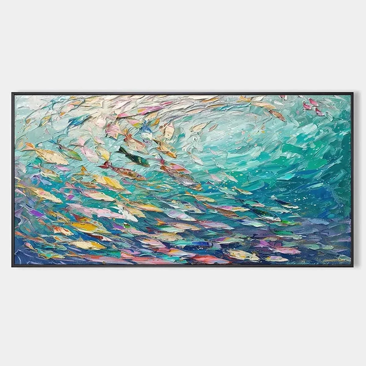OCEAN CURRENTS: Textured Abstract Seascape Painting in Blues and Greens | hanging in living room, Abstract wall art