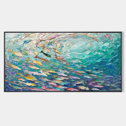OCEAN CURRENTS: Textured Abstract Seascape Painting in Blues and Greens | hanging in living room, Abstract wall art