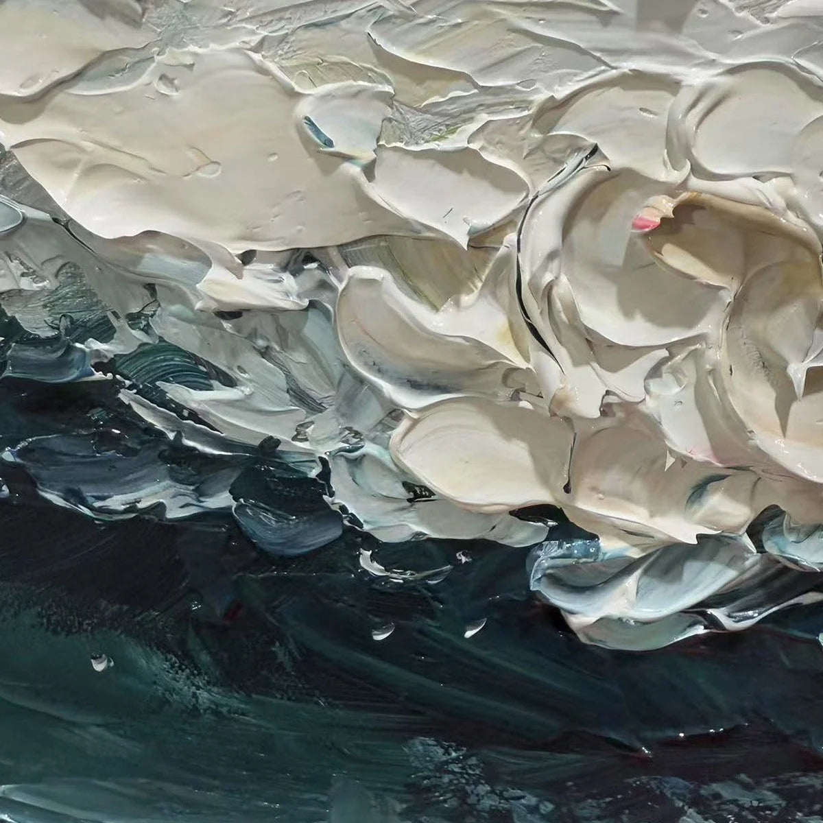 OCEAN DREAM: Textured Abstract Ocean Painting in Blue, White, and Gold | rolled canvas, ready for custom framing