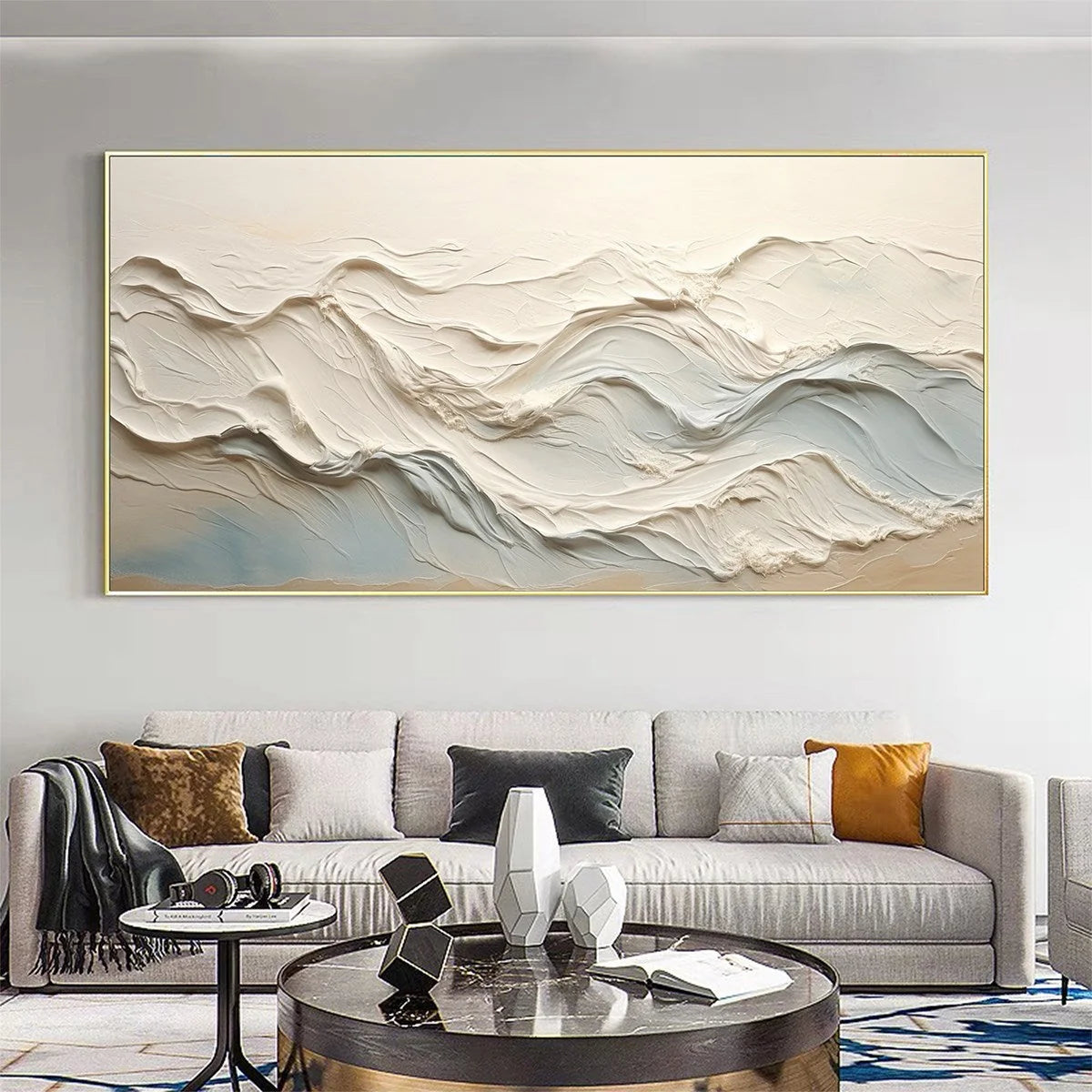 OCEAN ECHOES: Textured Abstract Oil Painting | Abstract closeup, raised brushwork detail