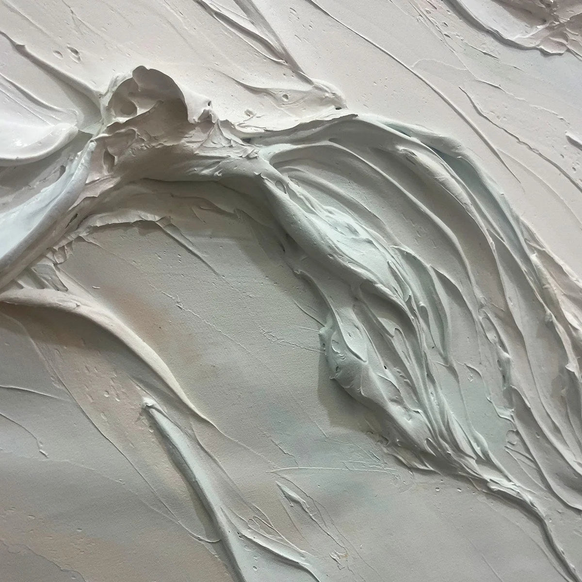 OCEAN ECHOES: Textured Abstract Oil Painting | black frame version on white wall