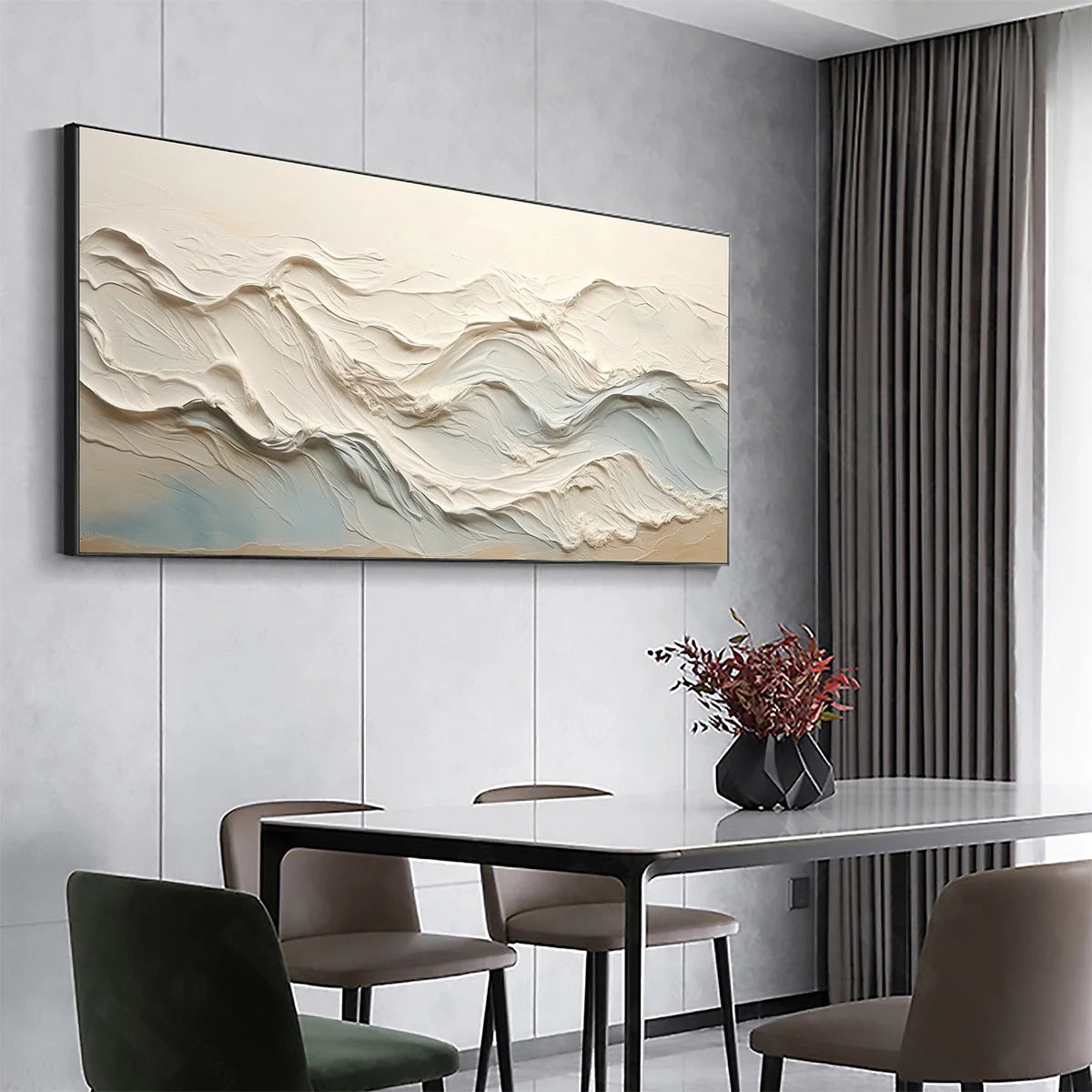 OCEAN ECHOES: Textured Abstract Oil Painting | Abstract mood, soft natural light studio shot