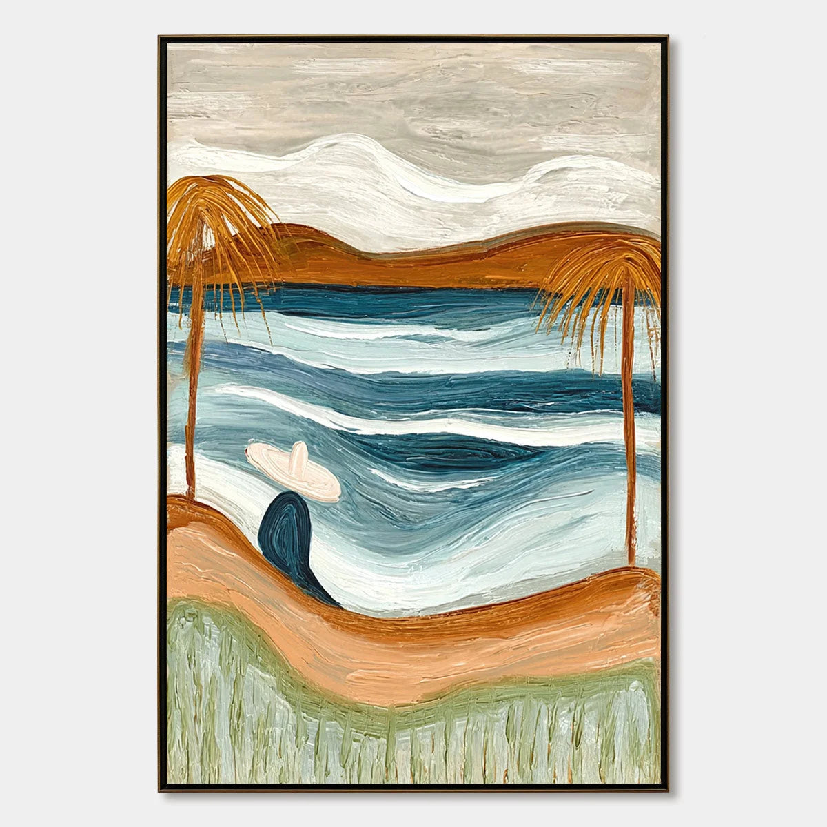 OCEAN REVERIE: Textured Wabi Sabi Style Coastal Landscape Painting | hanging in living room, Landscape wall art