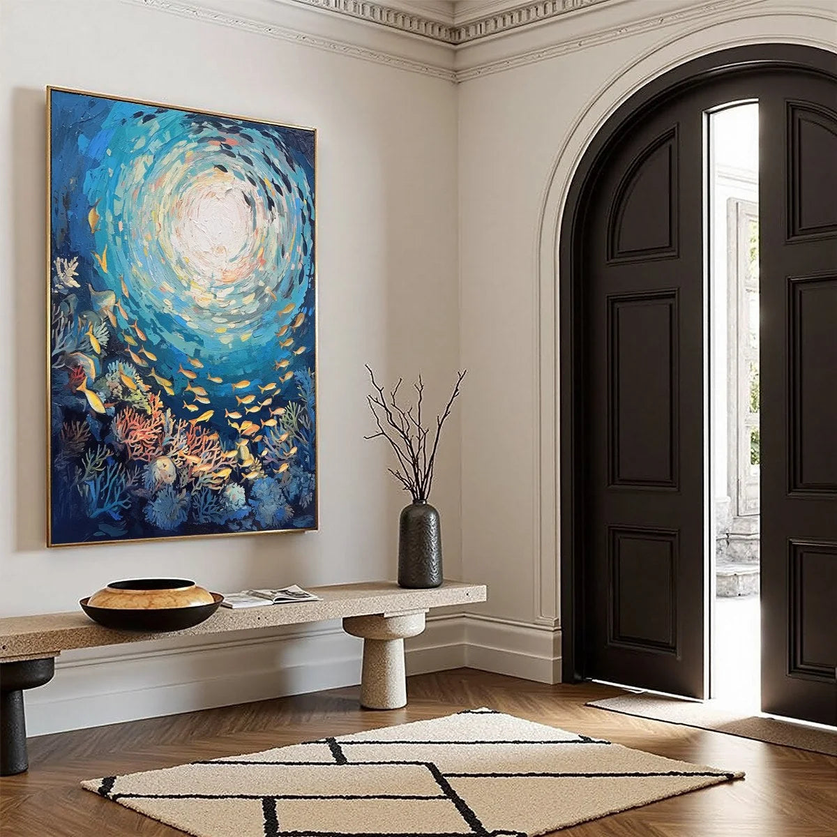 OCEAN’S GRACE: Textured Impasto Seascape Painting | multi-color palette, original oil on stretched canvas art