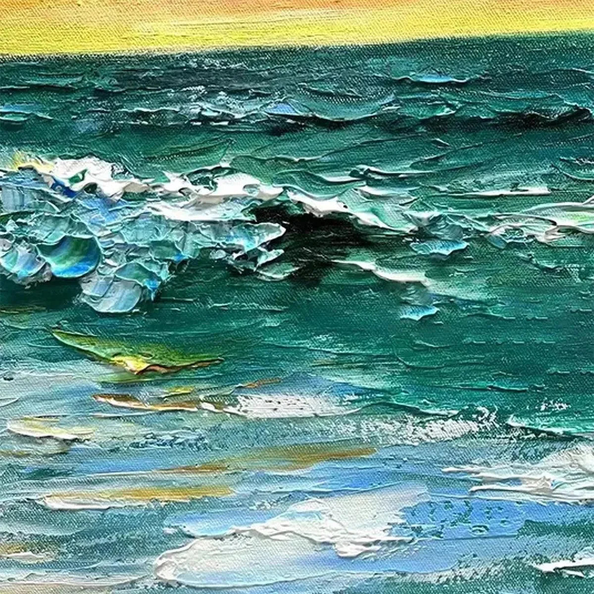 OCEAN SUNSET: Impasto Seascape Painting | rolled canvas, ready for custom framing