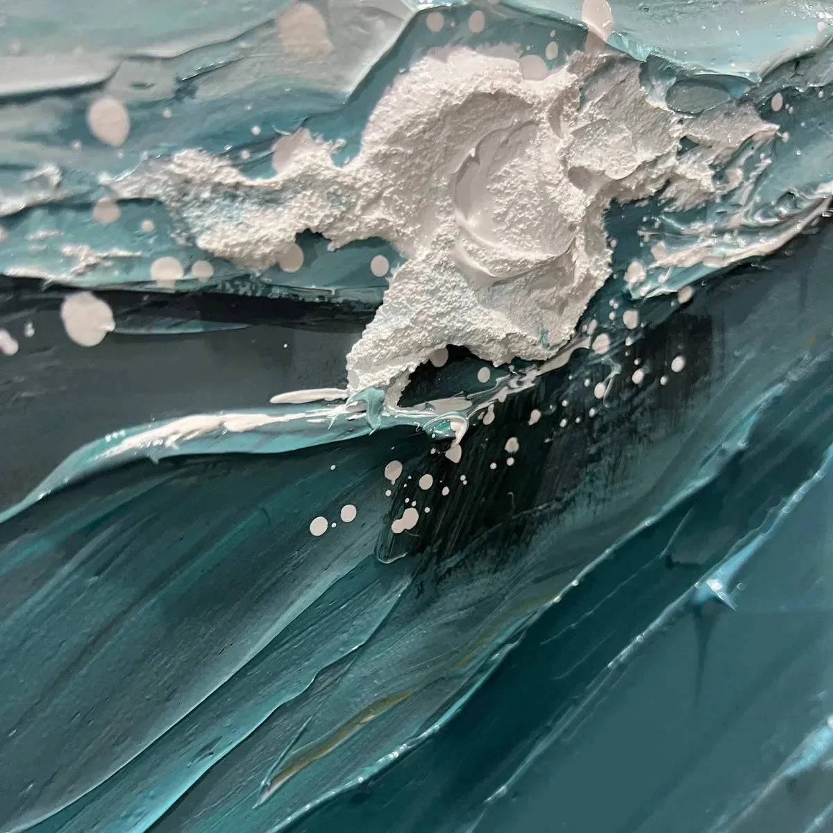 OCEANIC SYMPHONY: Textured Abstract Wave Oil Painting | rolled canvas, ready for custom framing