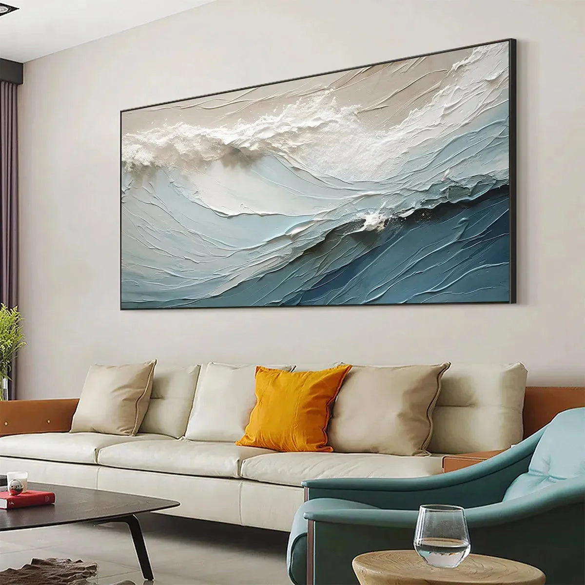 OCEANIC SYMPHONY: Textured Abstract Wave Oil Painting | multi-color palette, original oil on stretched canvas art