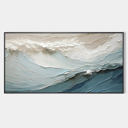 OCEANIC SYMPHONY: Textured Abstract Wave Oil Painting | hanging in living room, Abstract wall art