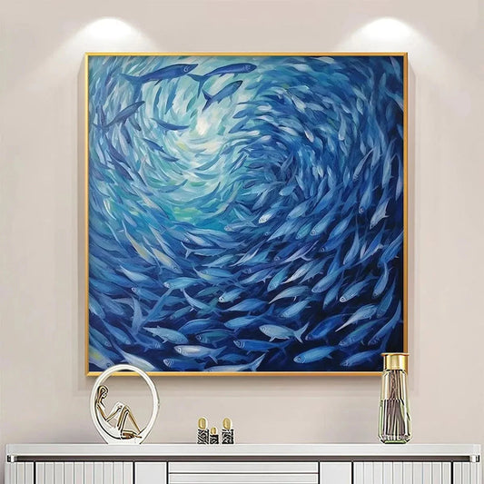 OCEANIC WHIRL: Dynamic Painting of a School of Fish
