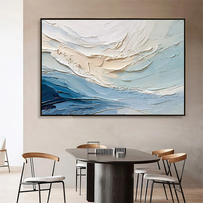 OCEAN'S BREATH: Textured Wabi Sabi Abstract Seascape Painting | Abstract closeup, raised brushwork detail