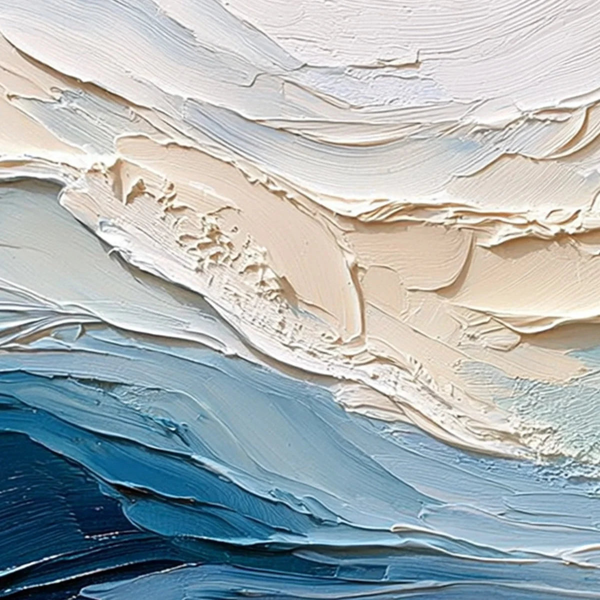 OCEAN'S BREATH: Textured Wabi Sabi Abstract Seascape Painting | rectangular format, hand-painted canvas edge