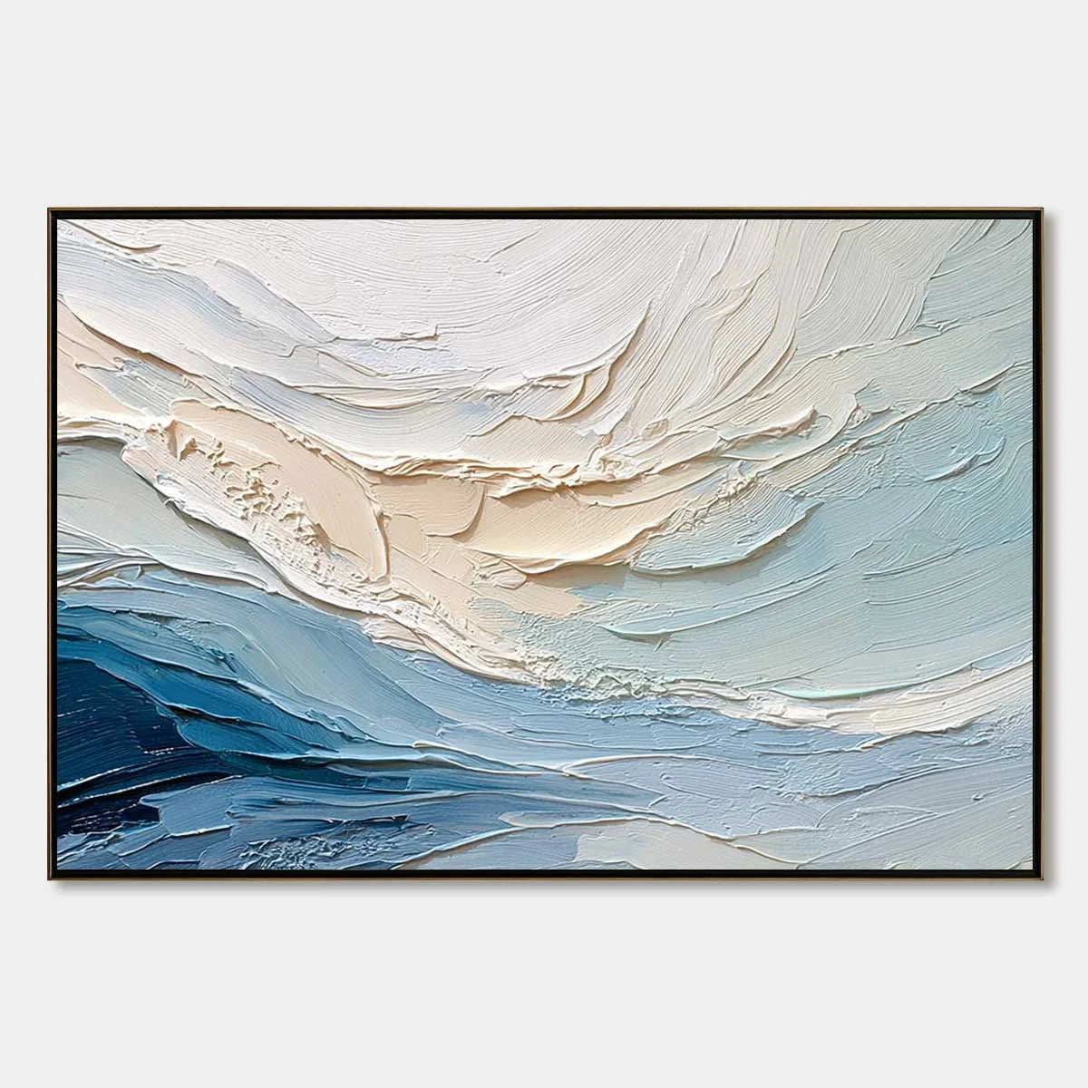 OCEAN'S BREATH: Textured Wabi Sabi Abstract Seascape Painting | hanging in living room, Abstract wall art