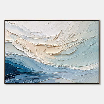 OCEAN'S BREATH: Textured Wabi Sabi Abstract Seascape Painting | hanging in living room, Abstract wall art