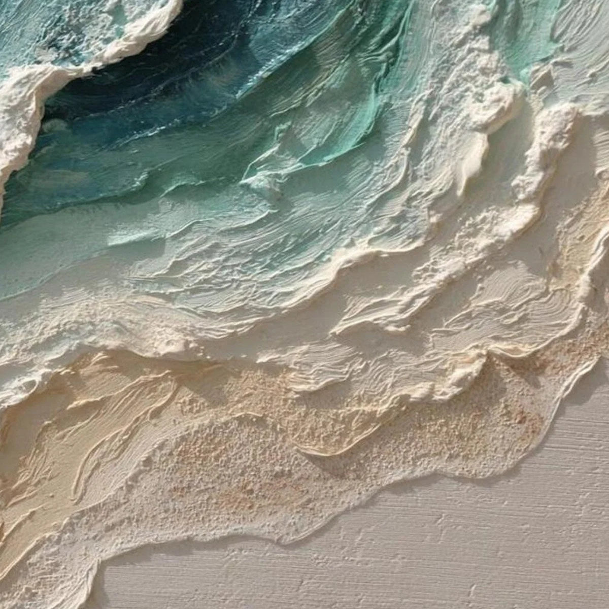 OCEAN'S BREATH: Textured Wabi Sabi Coastal Seascape Painting | rectangular format, hand-painted canvas edge