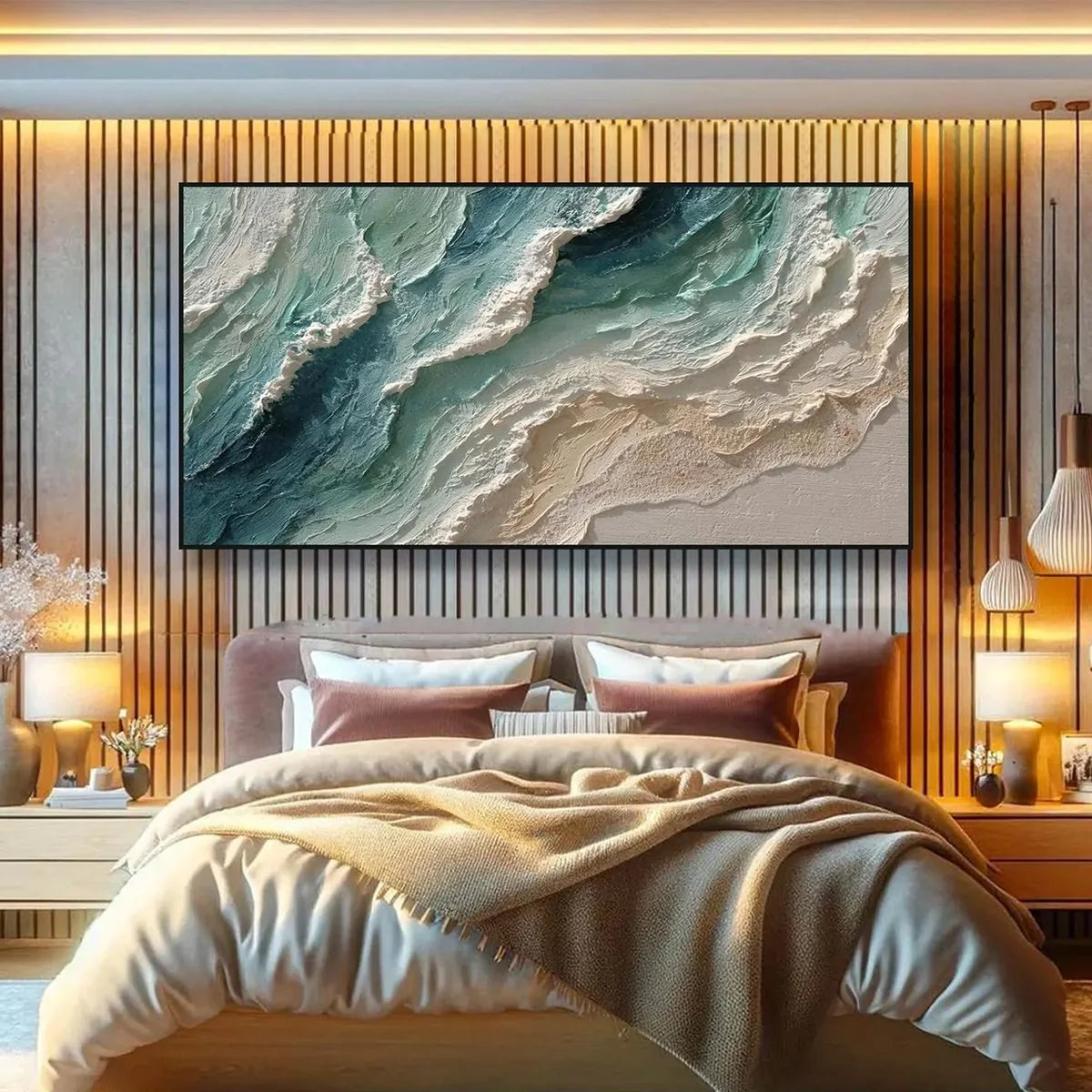 OCEAN'S BREATH: Textured Wabi Sabi Coastal Seascape Painting | multi-color palette, original oil on stretched canvas art