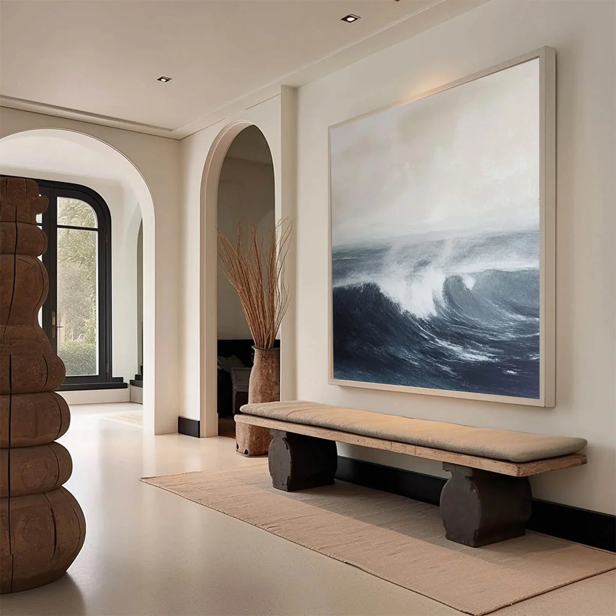 OCEAN'S EMBRACE: Atmospheric Coastal Seascape Oil Painting | rolled canvas, ready for custom framing