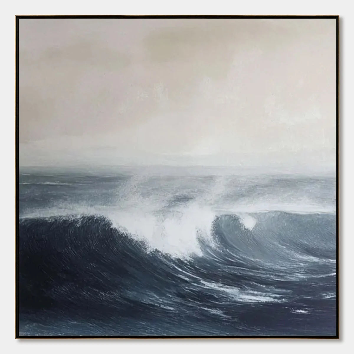 OCEAN'S EMBRACE: Atmospheric Coastal Seascape Oil Painting | hanging in living room, Abstract wall art