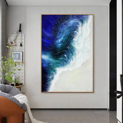 OCEAN'S EMBRACE: Ocean Waves Seascape Oil Painting | rolled canvas, ready for custom framing