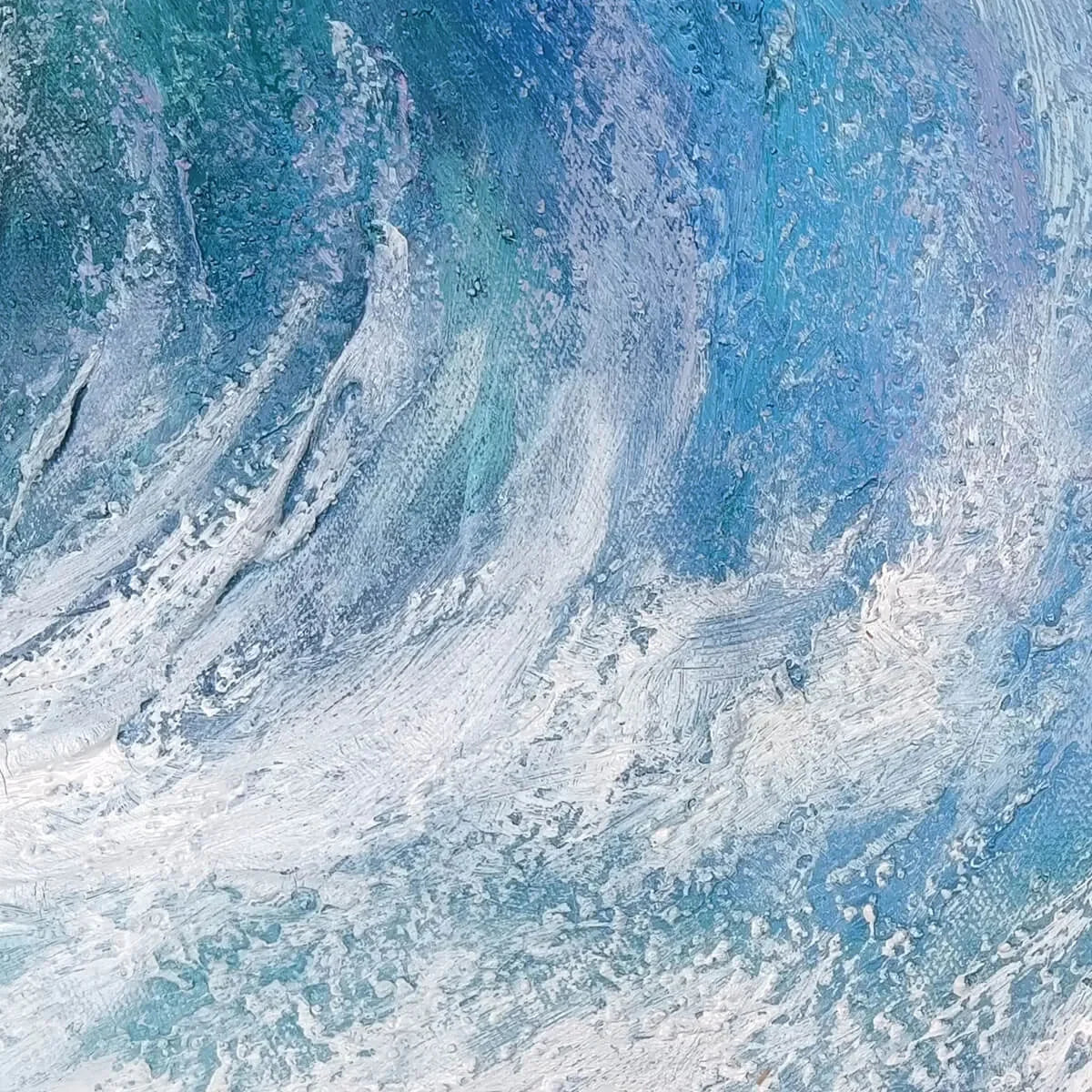 OCEAN'S EMBRACE: Ocean Waves Seascape Oil Painting | black frame version on white wall