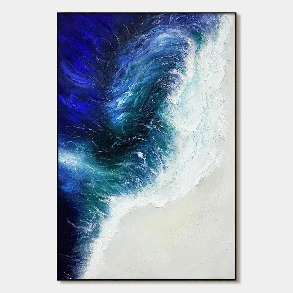 OCEAN'S EMBRACE: Ocean Waves Seascape Oil Painting | hanging in living room, Abstract wall art