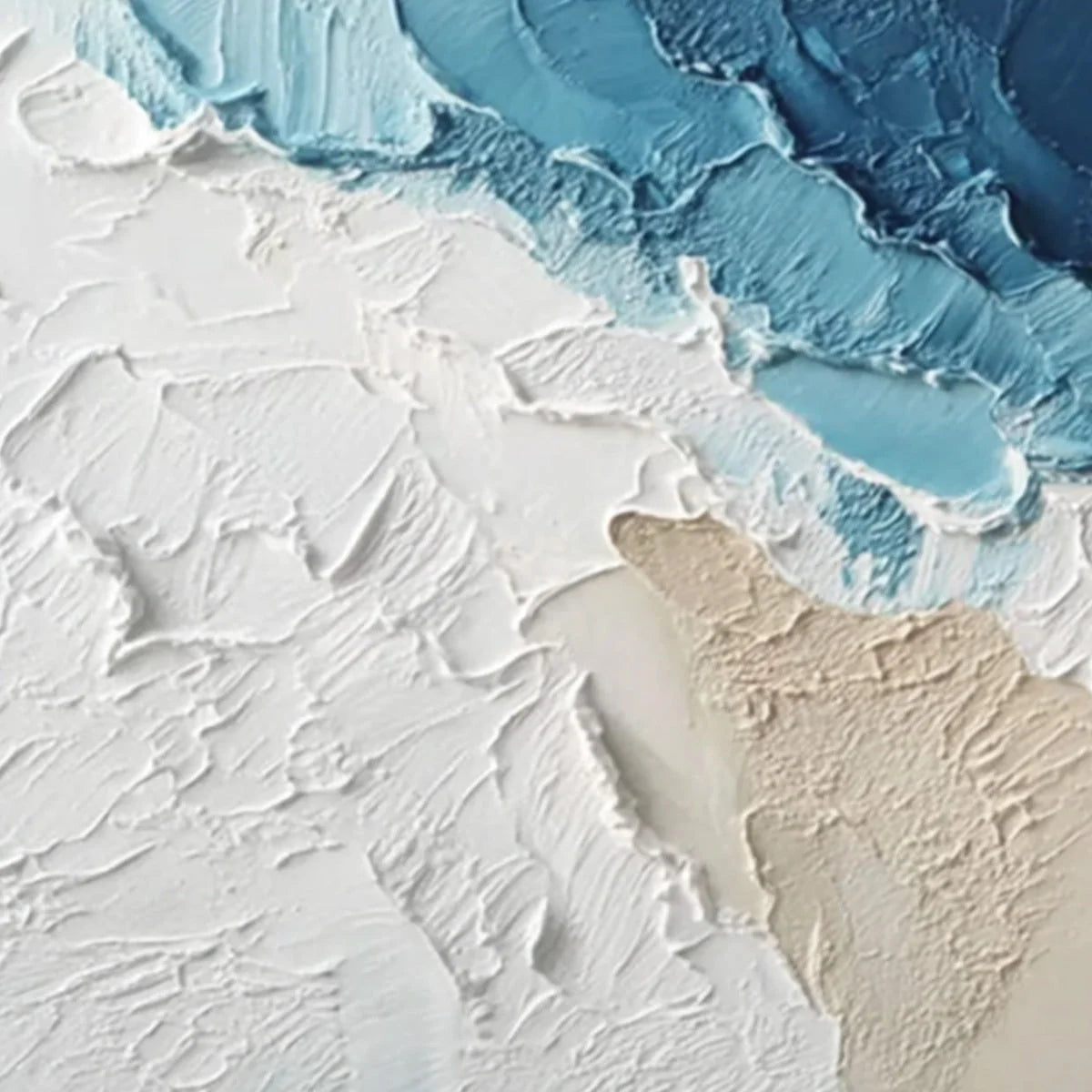 OCEAN'S EMBRACE: Textured Abstract Coastal Seascape Painting | rectangular format, hand-painted canvas edge